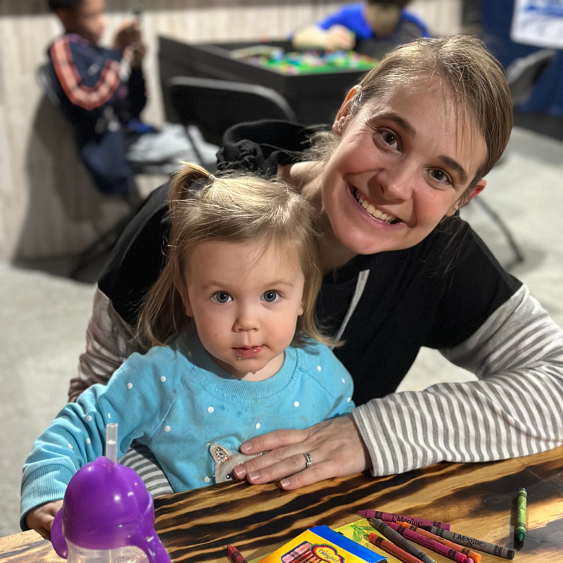 Mother and toddler learning together